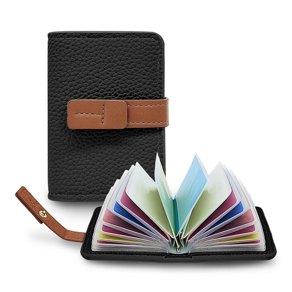 6037 Credit Card Holder with 22 Independent Card Sleeves Faux Leather Card